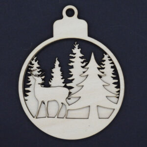 Hirsch und Baum mit Wald